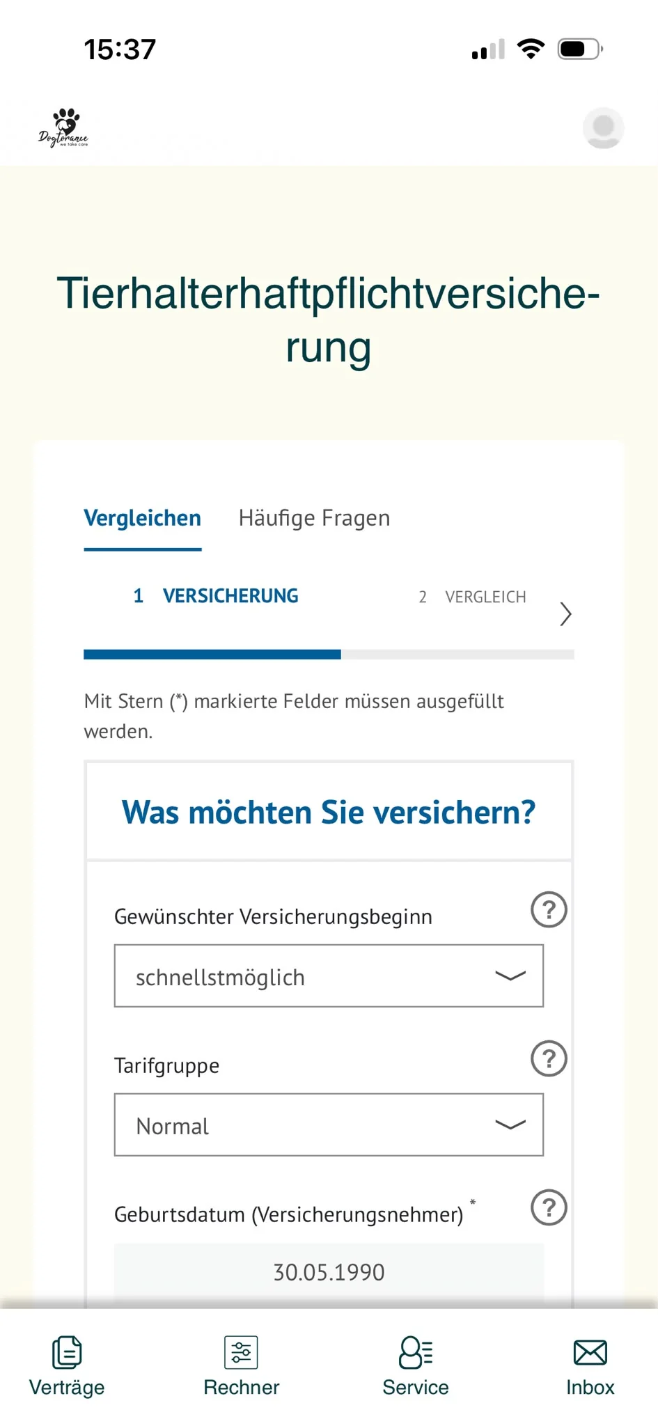 Tierhalterhaftpflicht vergleichen
